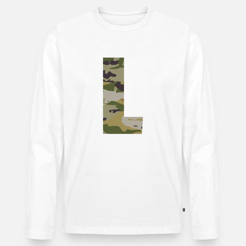 Tarnbuchstabe L - Männer Premium Bio Langarmshirt - Weiß