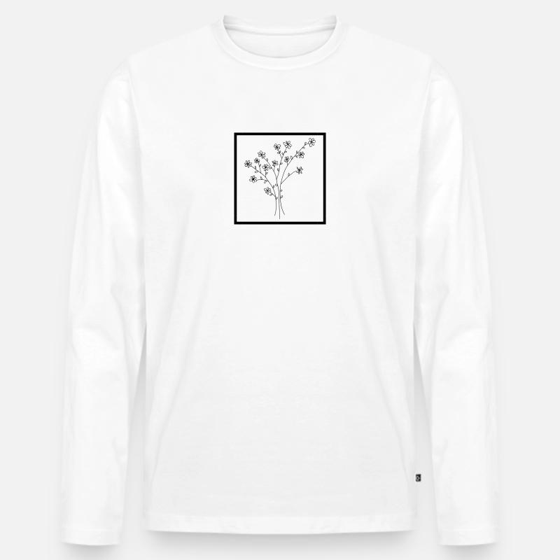 Blume im Kästchen - Männer Premium Bio Langarmshirt - Weiß