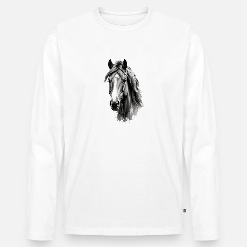Pferd - Männer Premium Bio Langarmshirt - Weiß