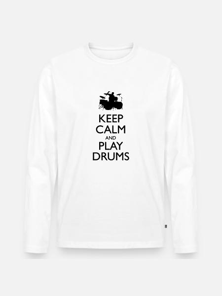Keep calm play drums - Männer Premium Bio Langarmshirt - Weiß