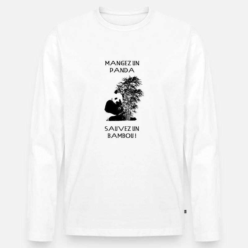 Essen Sie ein Panda - Männer Premium Bio Langarmshirt - Weiß