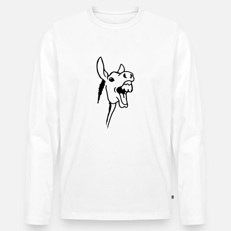 Esel - Männer Premium Bio Langarmshirt - Weiß