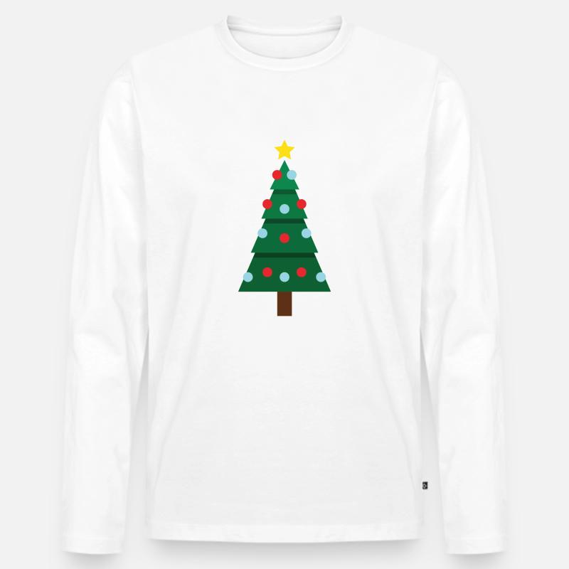 Christmas Tree - Männer Premium Bio Langarmshirt - Weiß
