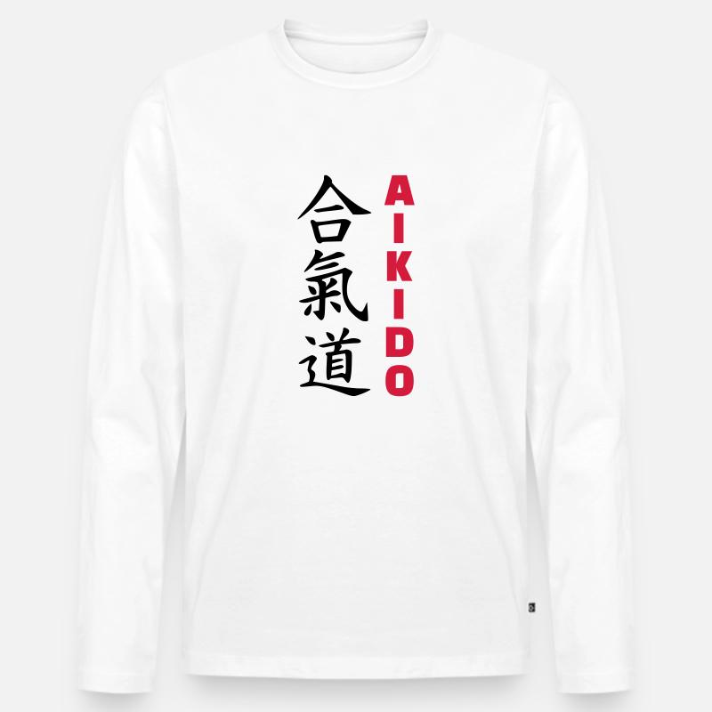 Aikido - Männer Premium Bio Langarmshirt - Weiß