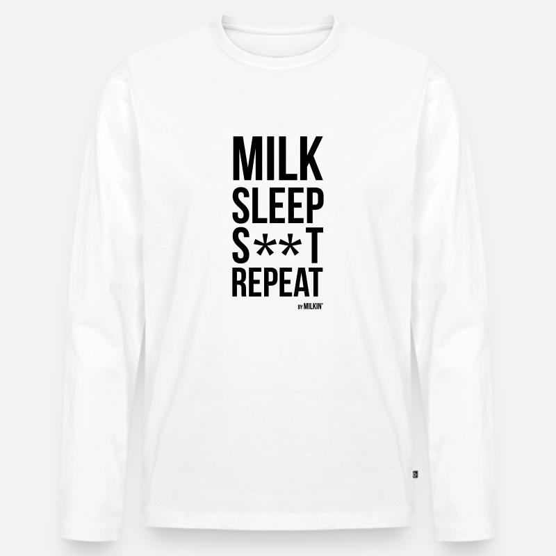 Milkin' - Repeat - Breastfeeding - Männer Premium Bio Langarmshirt - Weiß