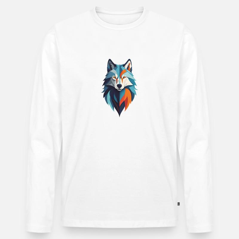 Abstrakter Wolf - Männer Premium Bio Langarmshirt - Weiß