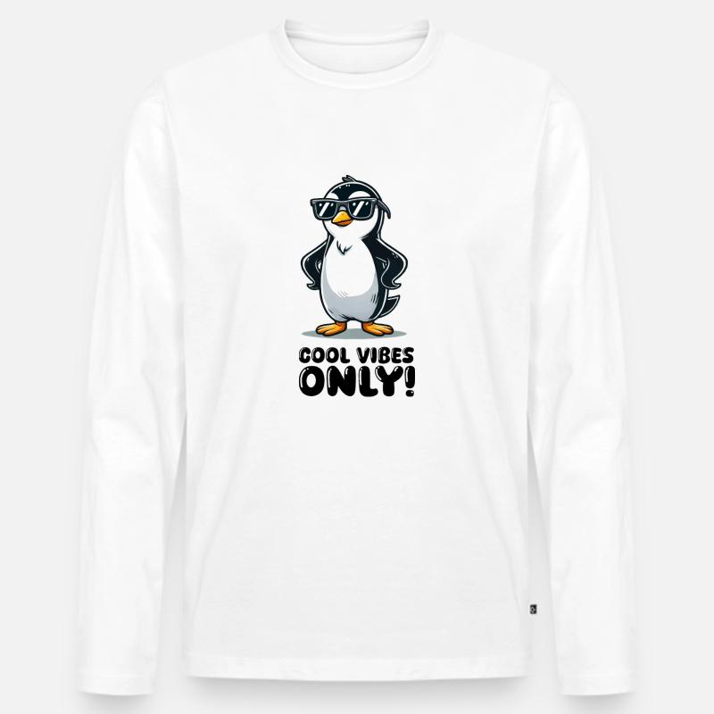pinguin comic cool - Männer Premium Bio Langarmshirt - Weiß