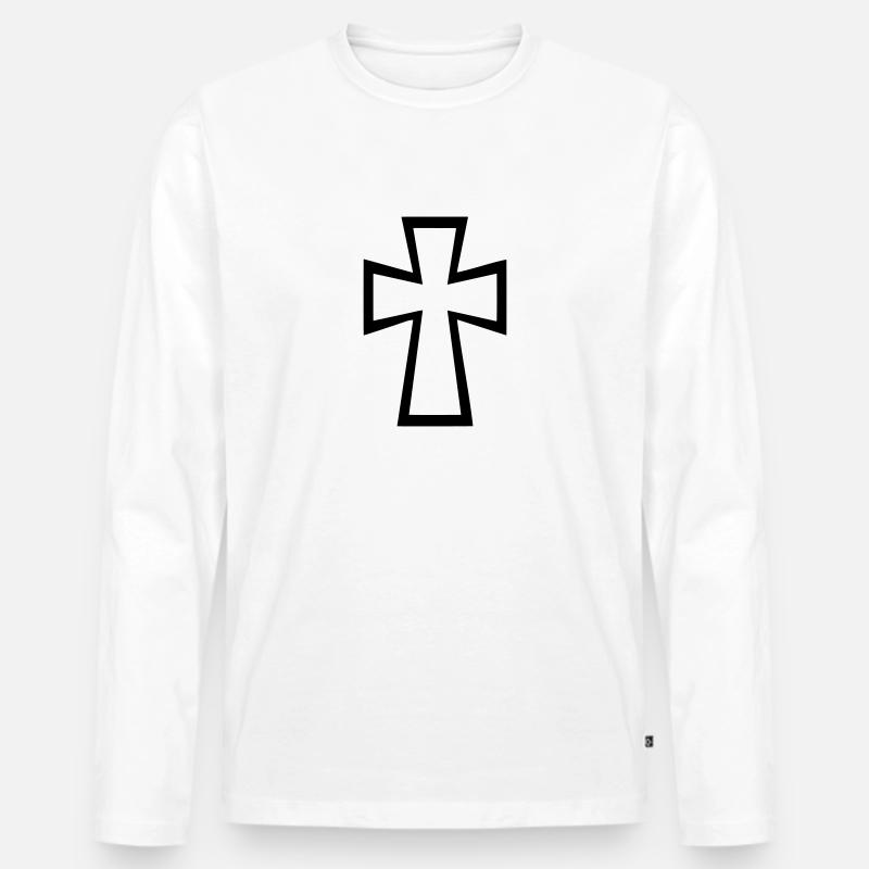 Kreuz - Männer Premium Bio Langarmshirt - Weiß