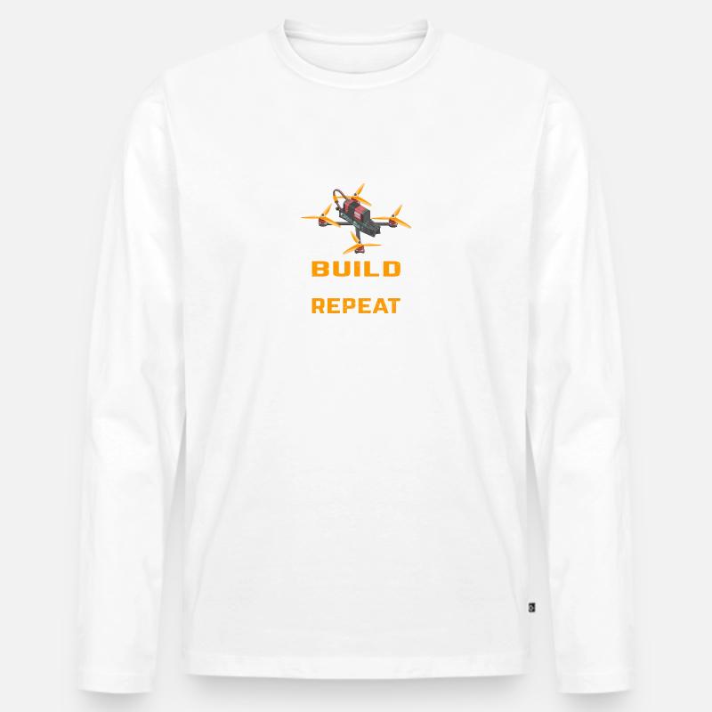 Build Crash Repeat Drone - Männer Premium Bio Langarmshirt - Weiß
