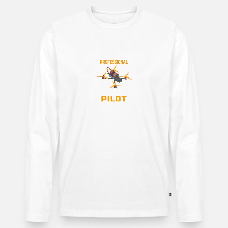 Professional Drone Pilot - Männer Premium Bio Langarmshirt - Weiß