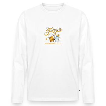 Papa Loading Père Pères Buveur de bière Fête des pères - T-shirt manches longues Premium bio Homme - blanc - Devant - Nico (187cm)