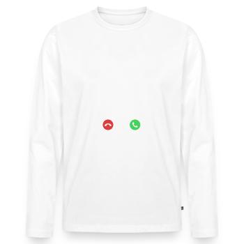 Geschenk Anruf Jagd Hirsch ruft - Männer Premium Bio Langarmshirt - Weiß - Vorne - Nico (187cm)