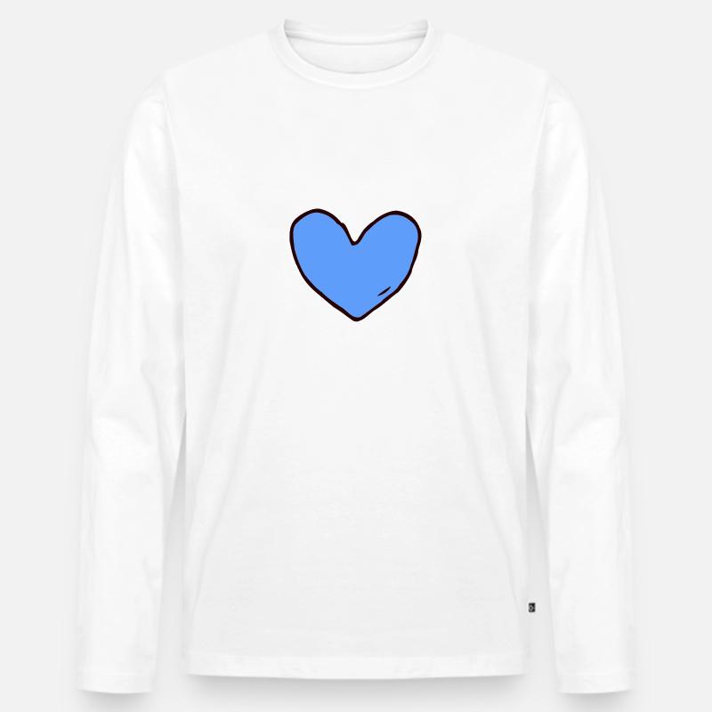 Blaues Herz - Männer Premium Bio Langarmshirt - Weiß