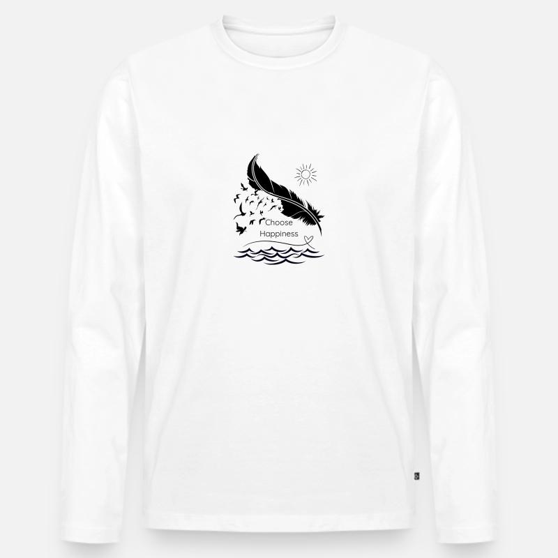 Kleidung voller Glück | Motivation | Minimalist - Männer Premium Bio Langarmshirt - Weiß