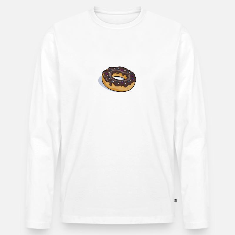 Schokolade Donut - Männer Premium Bio Langarmshirt - Weiß