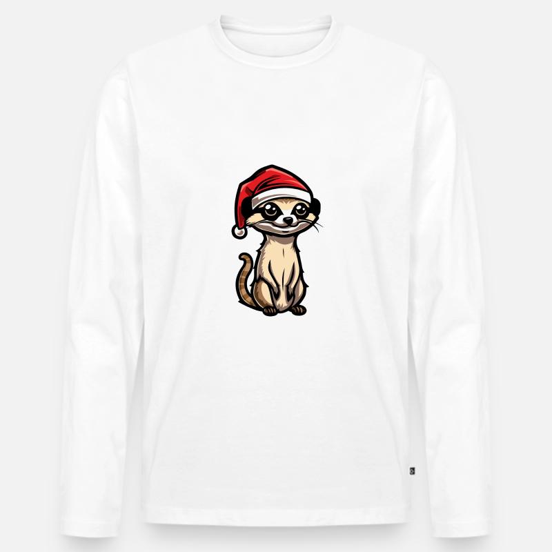 Erdmännchen Weihnachten - Männer Premium Bio Langarmshirt - Weiß