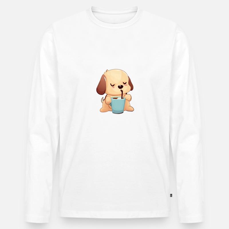 Coffee Dog - Männer Premium Bio Langarmshirt - Weiß