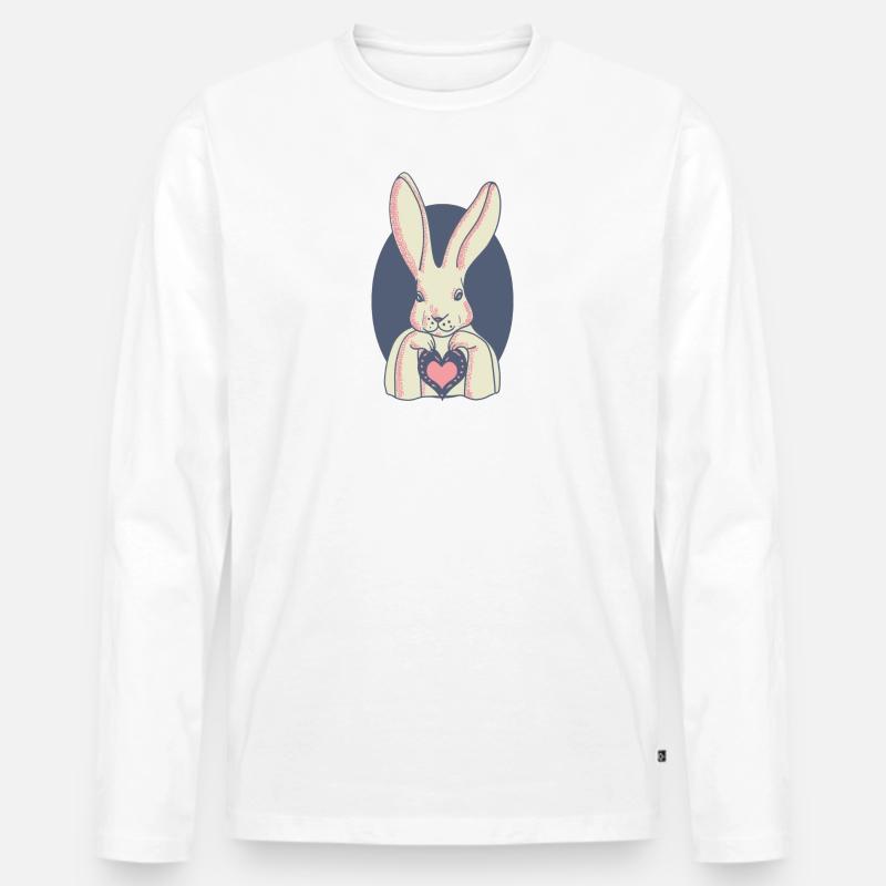 Hase mit Herz (im Rahmen) - Männer Premium Bio Langarmshirt - Weiß