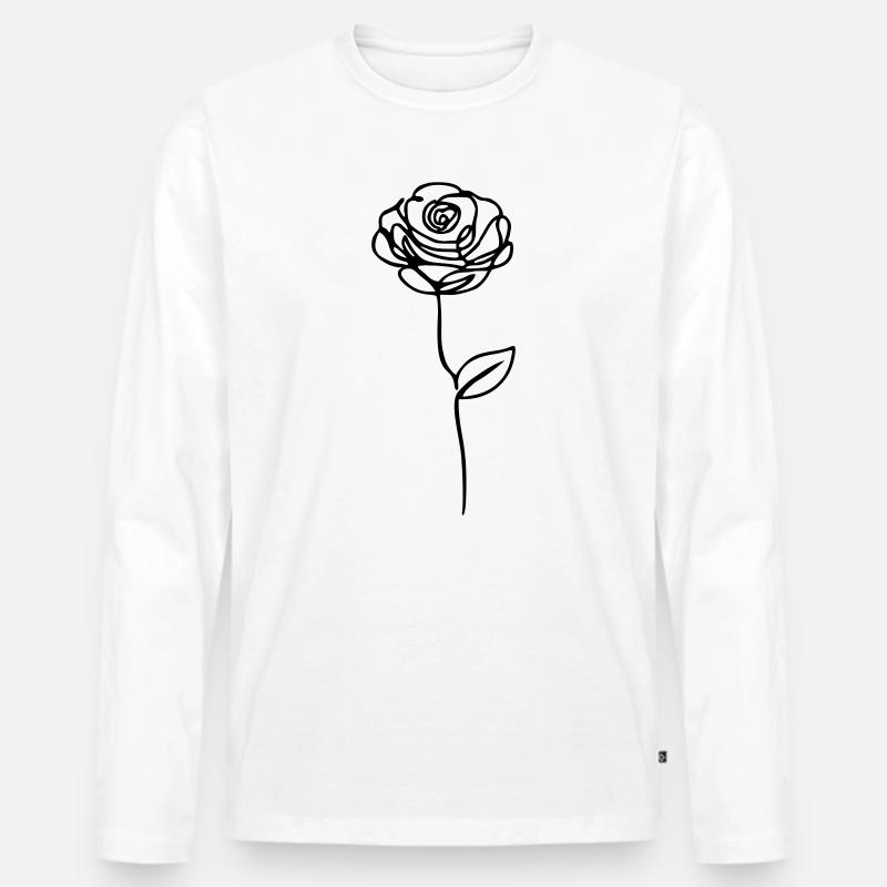 Rose - Männer Premium Bio Langarmshirt - Weiß