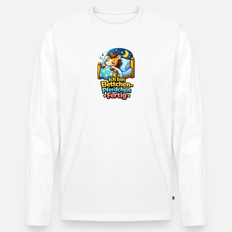 Bettchen Pferdchen Fertig | Bettfertig (md) - Männer Premium Bio Langarmshirt - Weiß