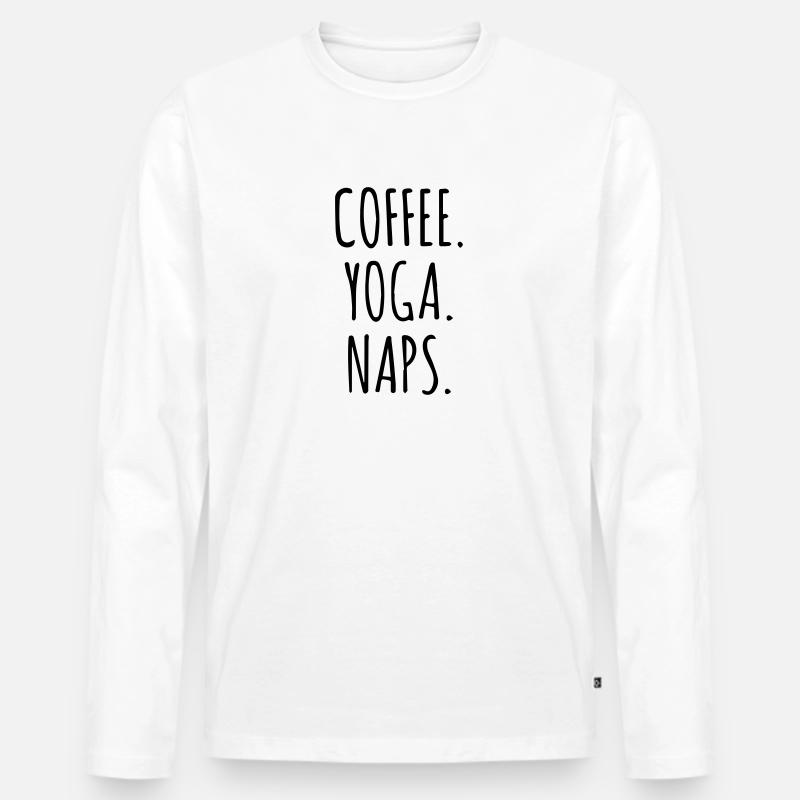 coffee yoga naps - Männer Premium Bio Langarmshirt - Weiß
