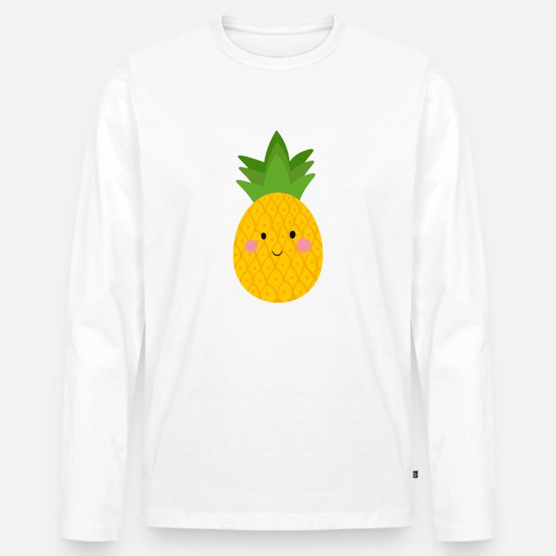 Ananas - Männer Premium Bio Langarmshirt - Weiß