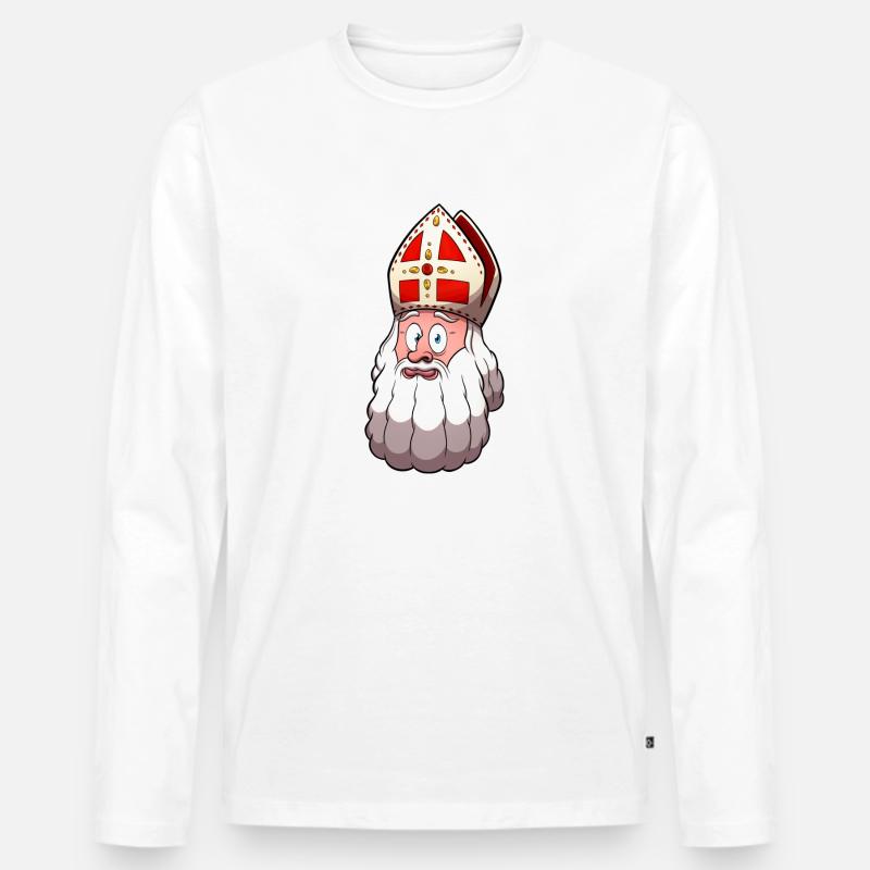 St. Nikolaus Gesicht - Männer Premium Bio Langarmshirt - Weiß