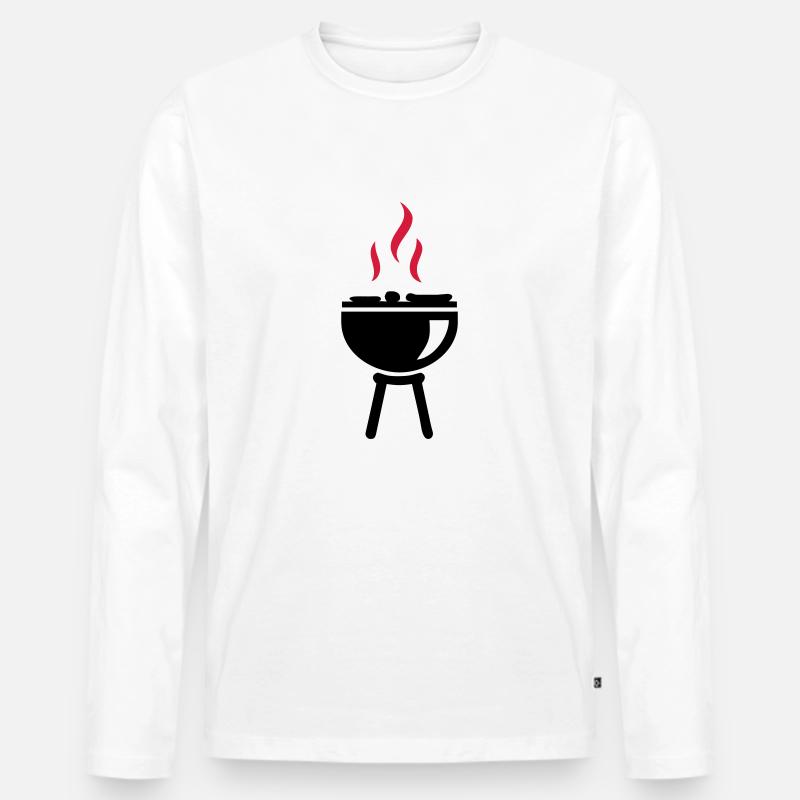 Grill - Männer Premium Bio Langarmshirt - Weiß