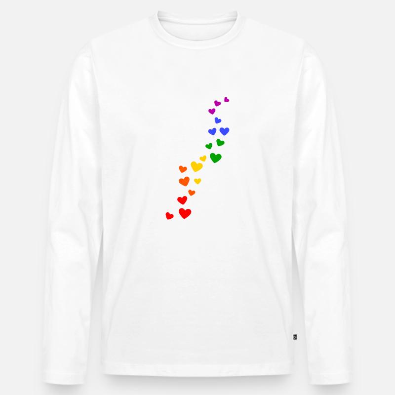 Regenbogen Herzen pride - Männer Premium Bio Langarmshirt - Weiß