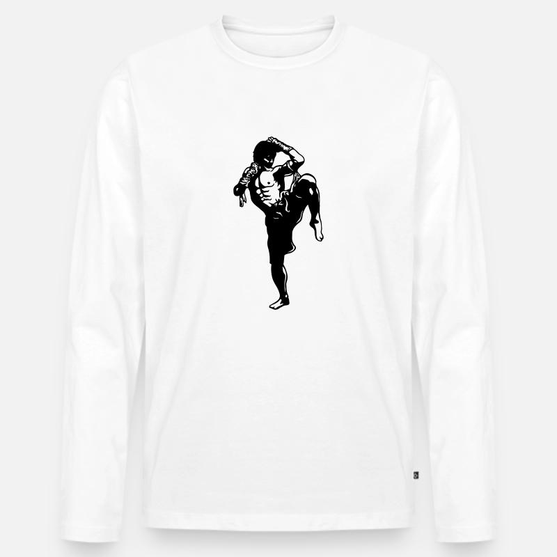 muay_thai_fighter01a - Männer Premium Bio Langarmshirt - Weiß