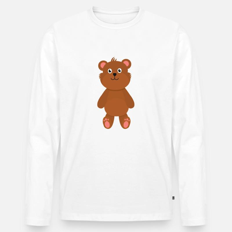 Bär - Männer Premium Bio Langarmshirt - Weiß