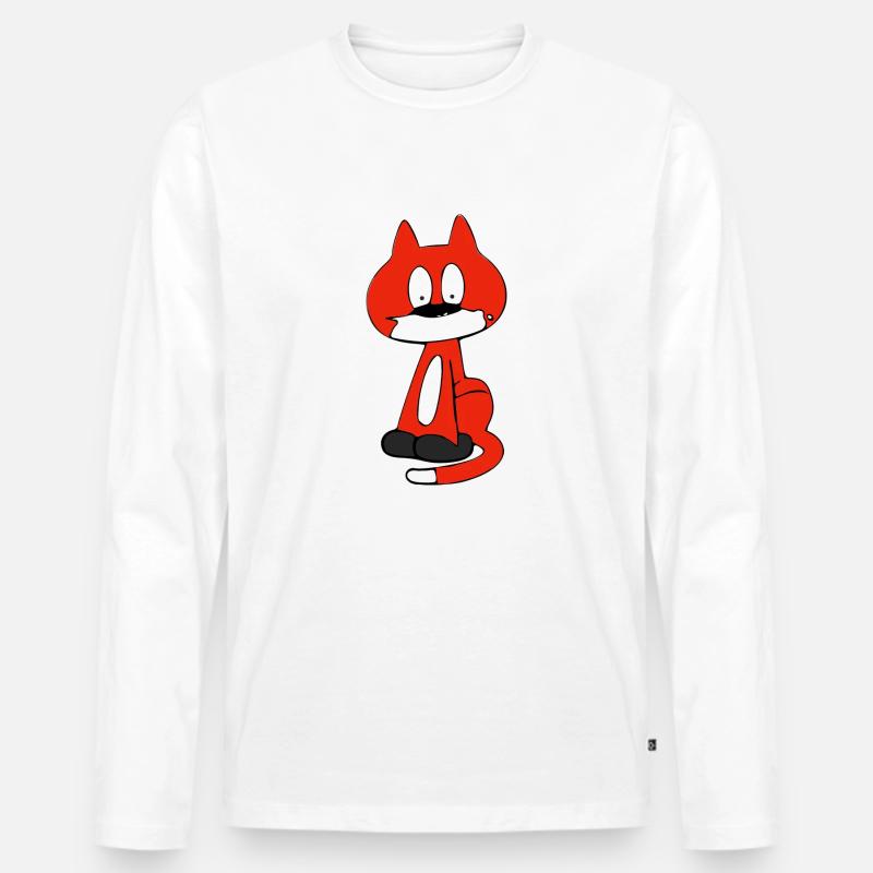Herr Katze - Männer Premium Bio Langarmshirt - Weiß