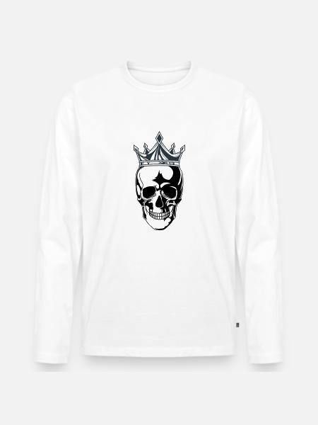 skull king krone - Männer Premium Bio Langarmshirt - Weiß