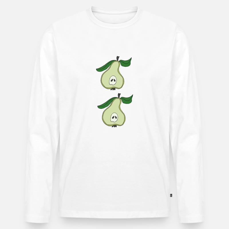 birnenhaelfte doppelt - Männer Premium Bio Langarmshirt - Weiß