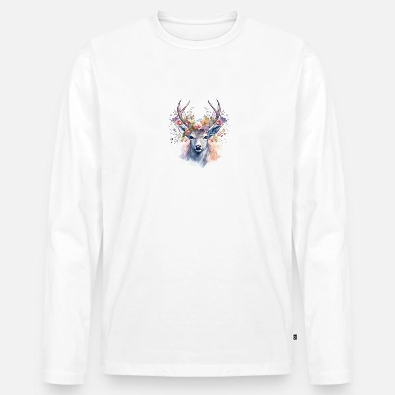 Ersatz Dirndl Hirschgeweih Hirsch - Männer Premium Bio Langarmshirt - Weiß