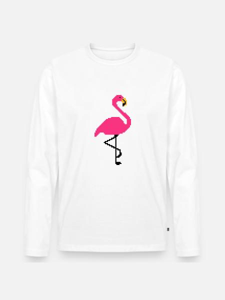 Flamingo PIxel Art - Men's Premium Organic Long Sleeve Shirt - white