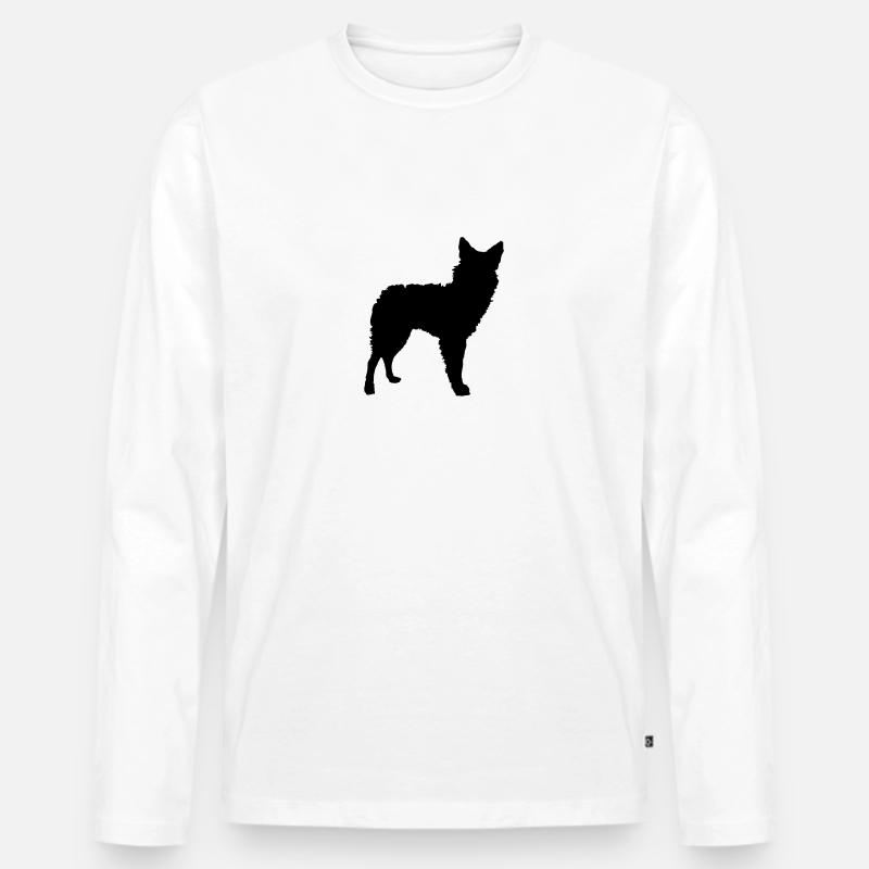 Mudi Silhouette - Männer Premium Bio Langarmshirt - Weiß