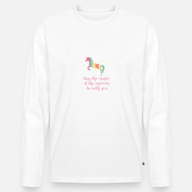 Einhorn - Männer Premium Bio Langarmshirt - Weiß