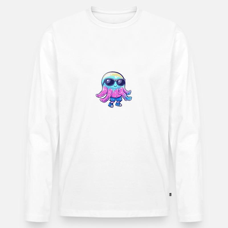 Qualle Cool Sommer - Männer Premium Bio Langarmshirt - Weiß
