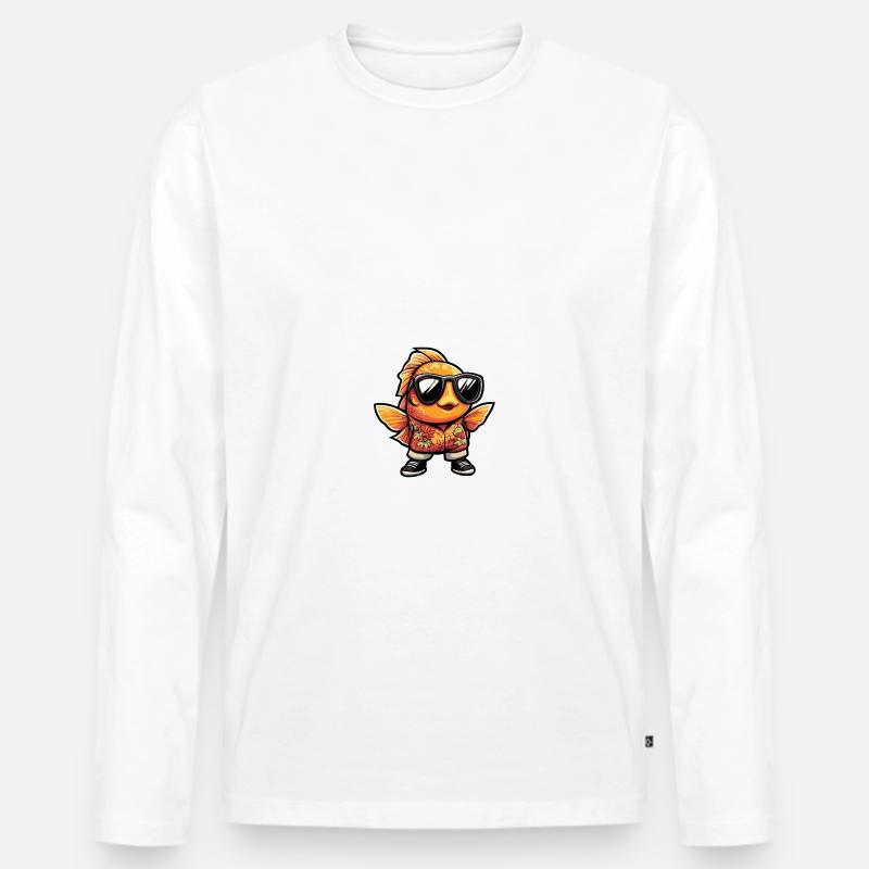 Goldfisch Comic Urlaub - Männer Premium Bio Langarmshirt - Weiß