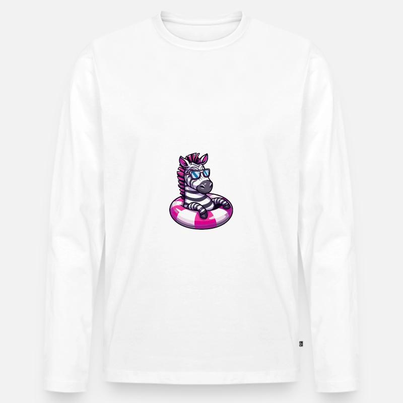 Zebra Comic Cool - Männer Premium Bio Langarmshirt - Weiß