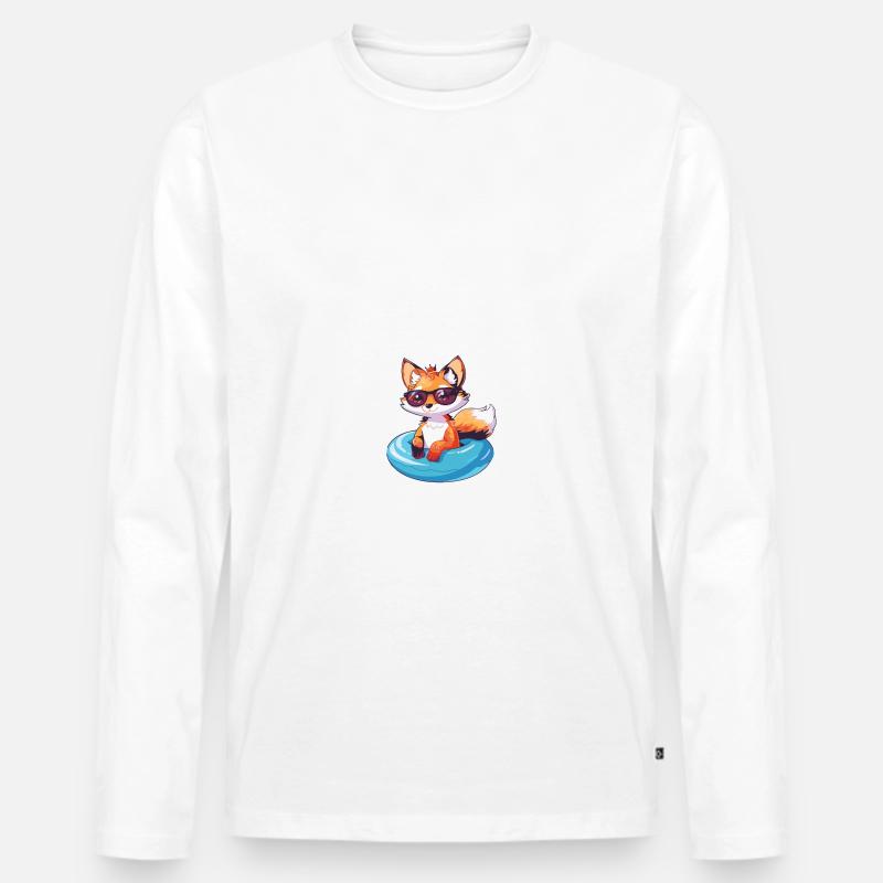 Fuchs Comic Cool - Männer Premium Bio Langarmshirt - Weiß