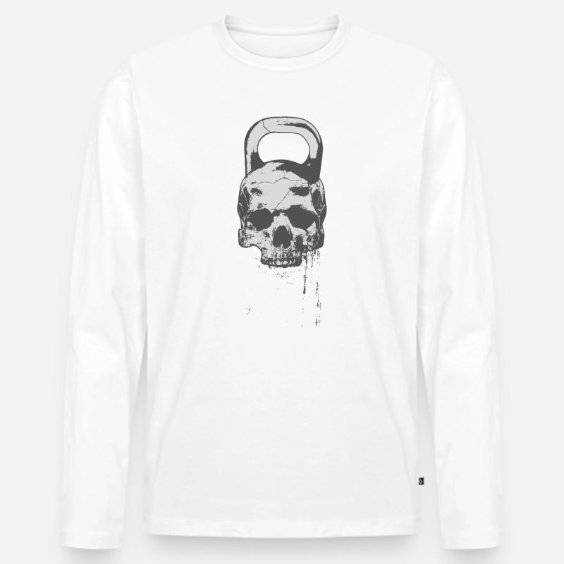 KETTLESKULL - Männer Premium Bio Langarmshirt - Weiß
