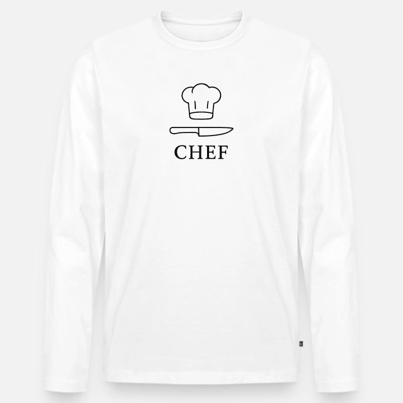 Küchenchef Icon mit Messer - Männer Premium Bio Langarmshirt - Weiß