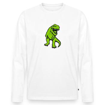 T-Rex - Männer Premium Bio Langarmshirt - Weiß - Vorne - Nico (187cm)