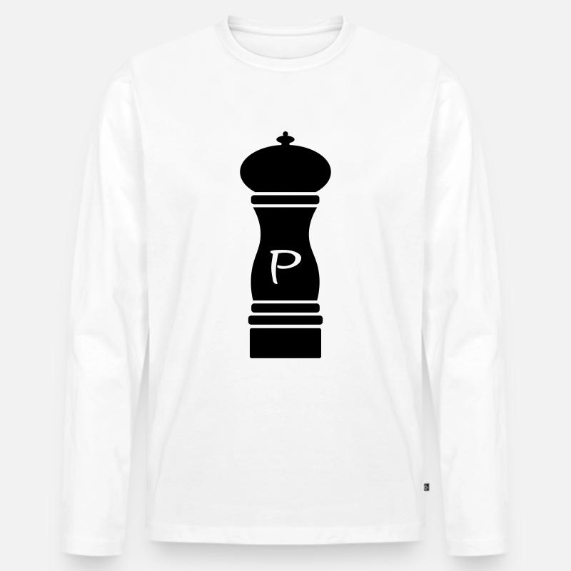 Pfeffer - Pfeffermühle - pepper mill - Männer Premium Bio Langarmshirt - Weiß