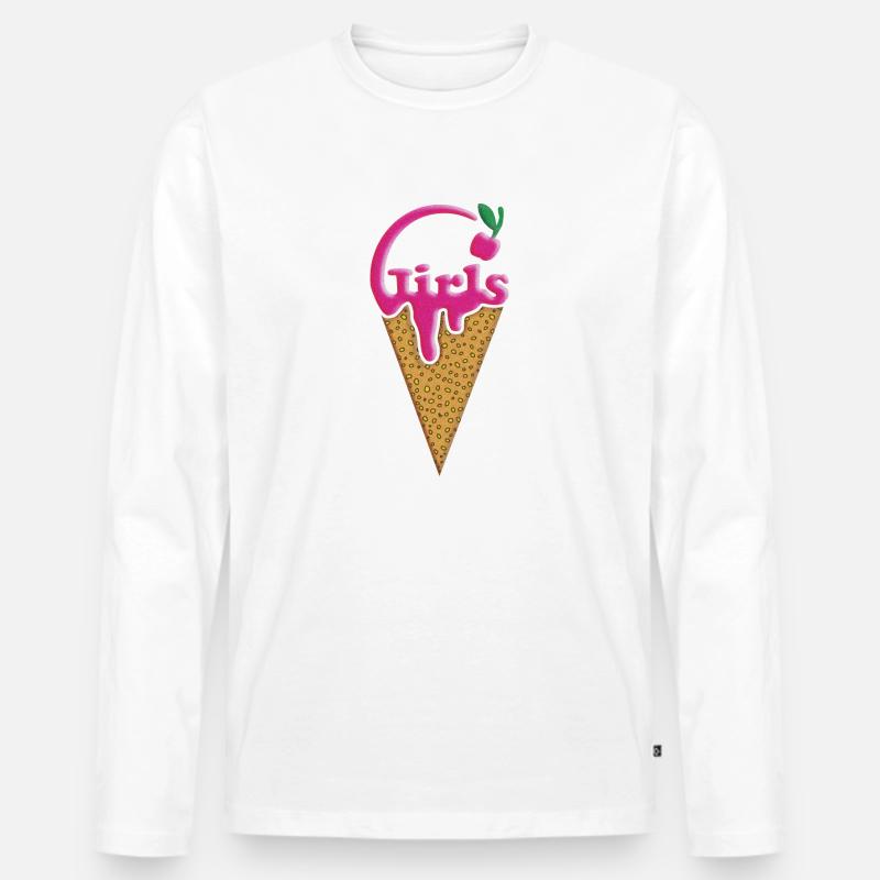 Mädchen-Grafik - Männer Premium Bio Langarmshirt - Weiß