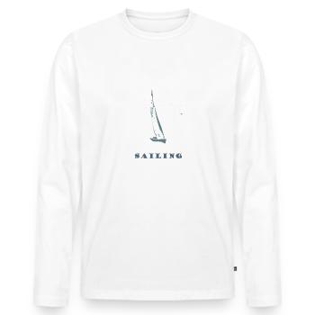 Voilier,Mer,cadeau,cool,trend - T-shirt manches longues Premium bio Homme - blanc - Devant - Nico (187cm)
