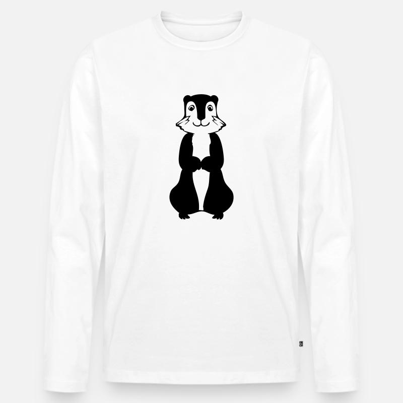 Comic Murmeltier - Männer Premium Bio Langarmshirt - Weiß