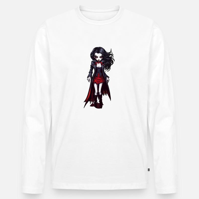 Vampir / Dracula / Blutsauger / Halloween / Mythos - Männer Premium Bio Langarmshirt - Weiß